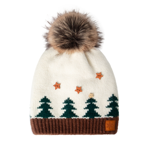 Christmas Tree Knit Beanie with Pom