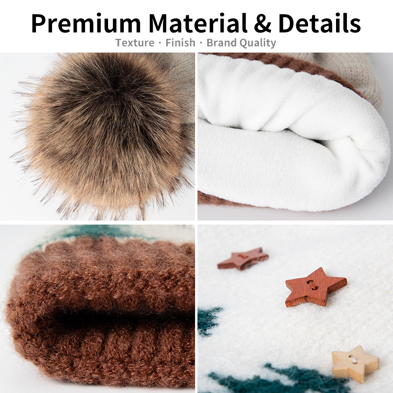 Christmas Tree Knit Beanie with Pom