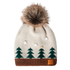 Christmas Tree Knit Beanie with Pom
