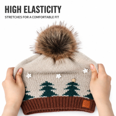Christmas Tree Knit Beanie with Pom