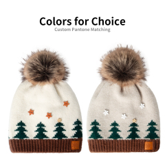 Christmas Tree Knit Beanie with Pom