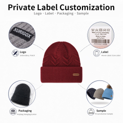 Cable Leaf Cuffed Knit Beanie