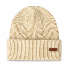 Cable Leaf Cuffed Knit Beanie
