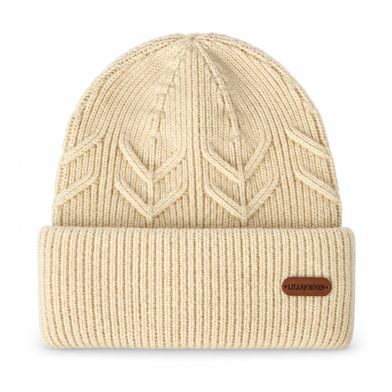 Cable Leaf Cuffed Knit Beanie