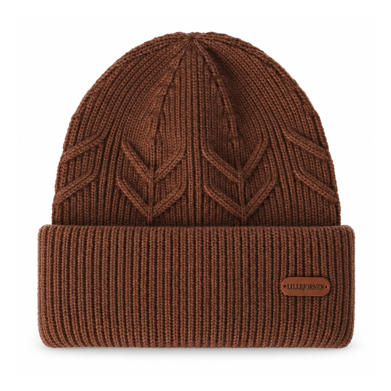 Cable Leaf Cuffed Knit Beanie