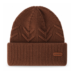 Cable Leaf Cuffed Knit Beanie