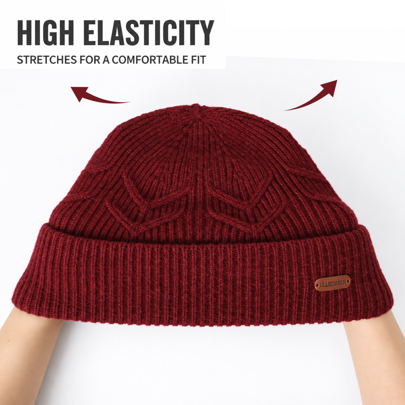 Cable Leaf Cuffed Knit Beanie