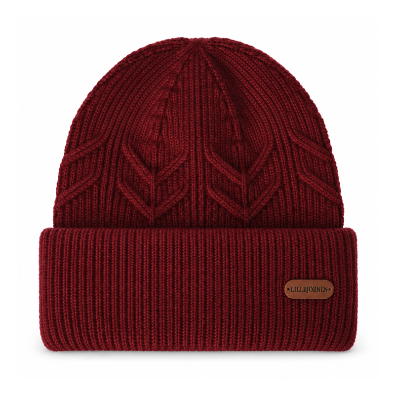 Cable Leaf Cuffed Knit Beanie