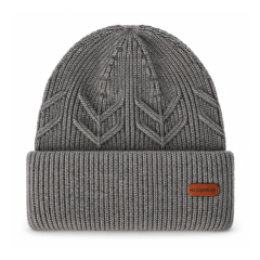 Cable Leaf Cuffed Knit Beanie