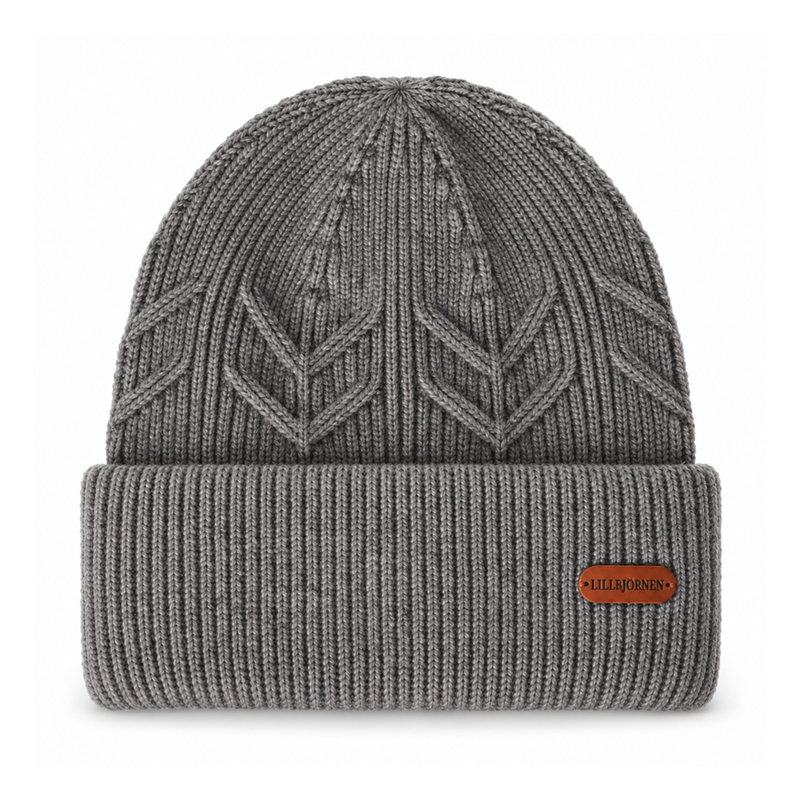 Cable Leaf Cuffed Knit Beanie