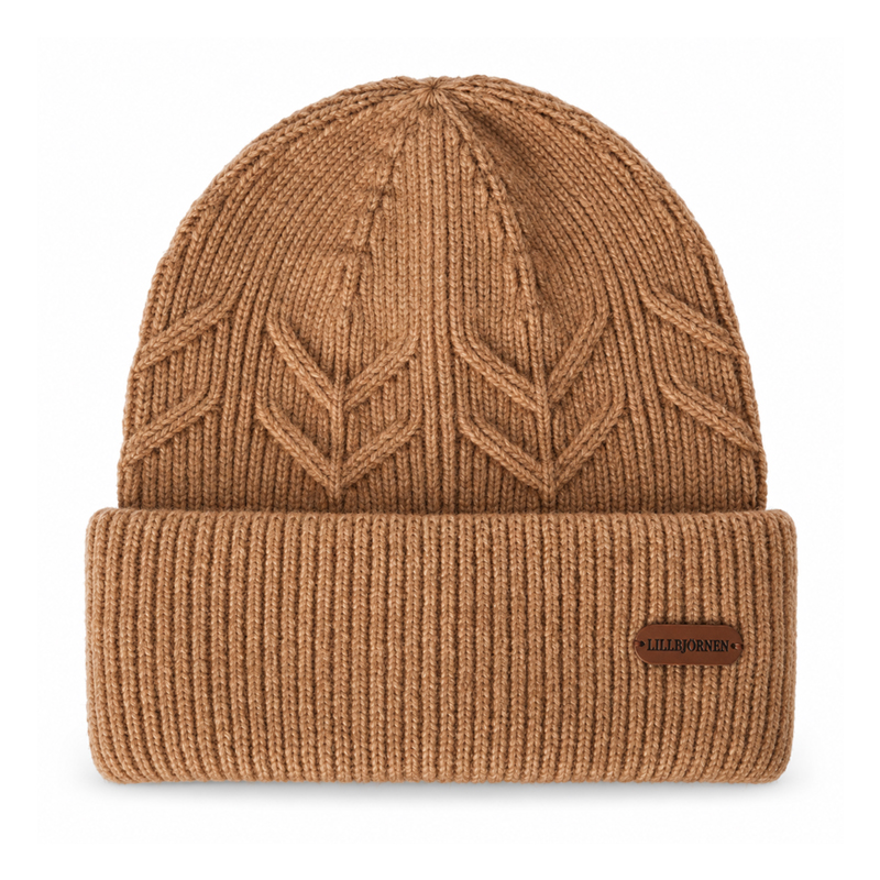 Cable Leaf Cuffed Knit Beanie