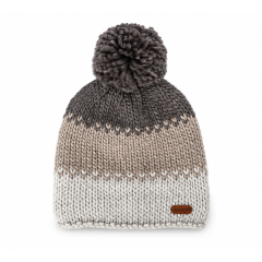 Three Tone Pom Beanie in Four Colors