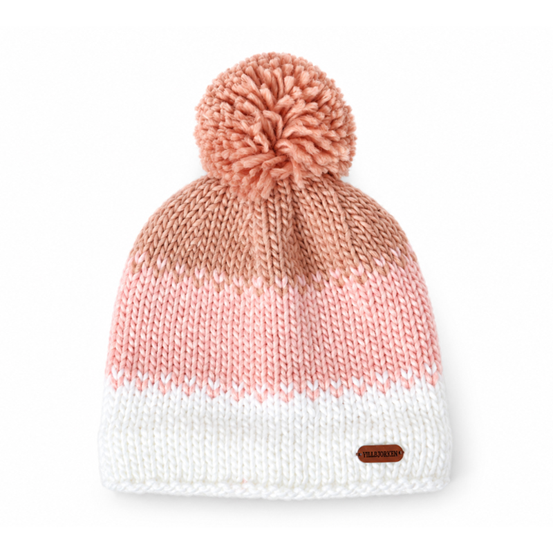 Three Tone Pom Beanie in Four Colors