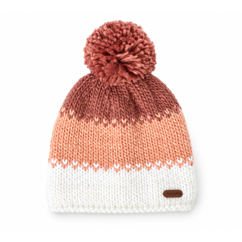 Three Tone Pom Beanie in Four Colors