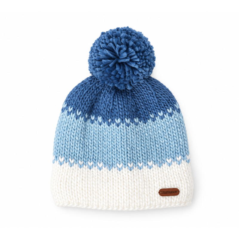 Three Tone Pom Beanie in Four Colors