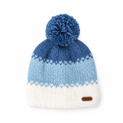 Three Tone Pom Beanie in Four Colors