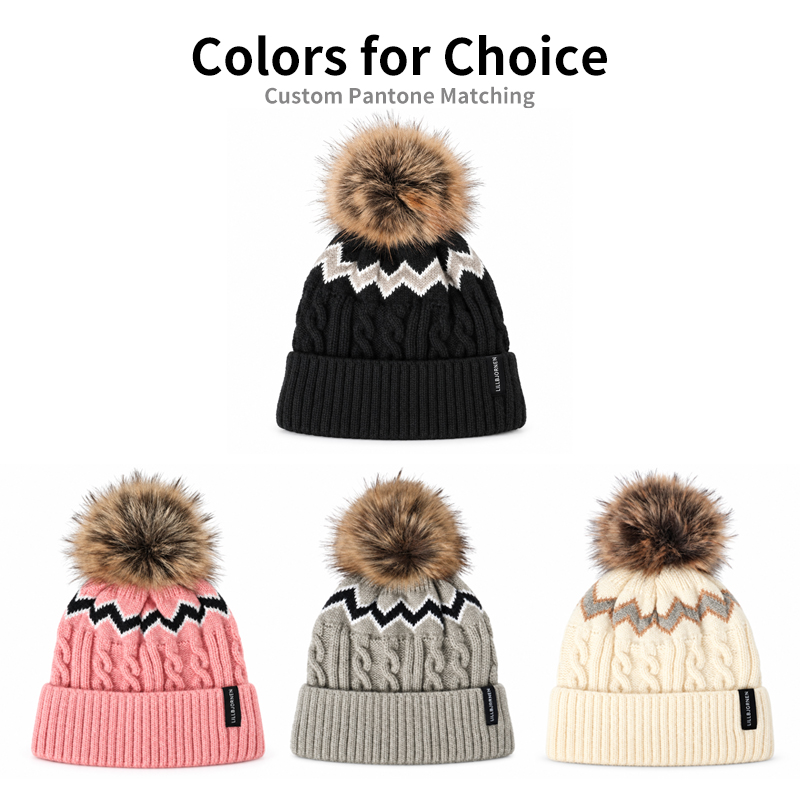 Zigzag Cable Knit Pom Beanie | Beanies.cn