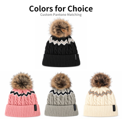 Zigzag Cable Knit Pom Beanie | Beanies.cn
