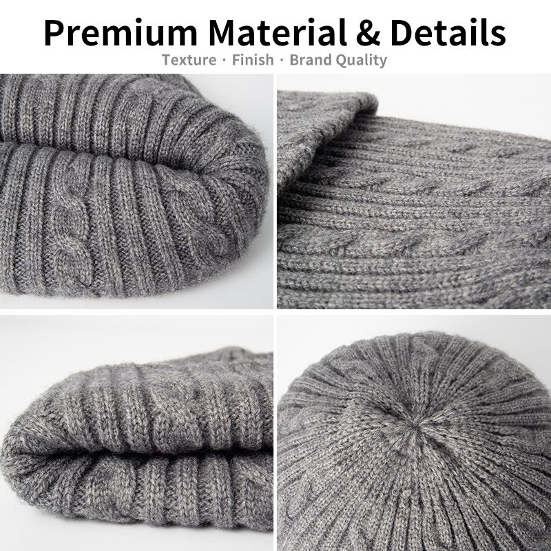 Heritage Cable Knit Beanie with Ribbed Cuff
