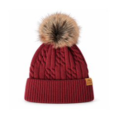 Braided Cable Pom Pom Beanie