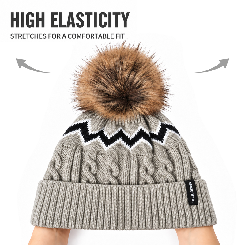 Zigzag Cable Knit Pom Beanie | Beanies.cn