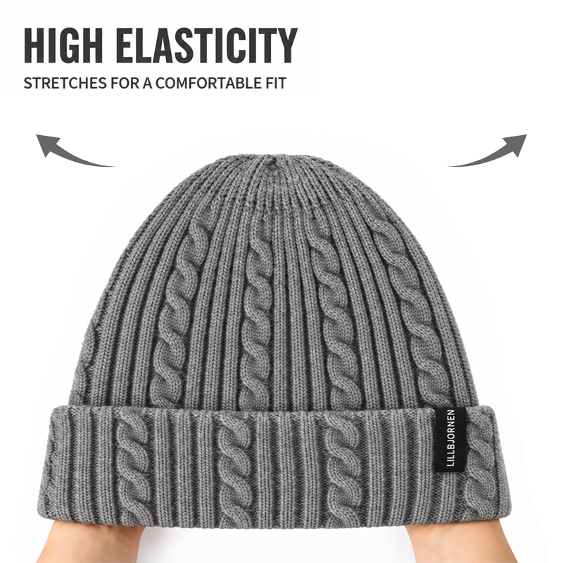 Heritage Cable Knit Beanie with Ribbed Cuff