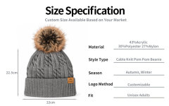 Braided Cable Pom Pom Beanie