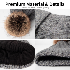 Braided Cable Pom Pom Beanie