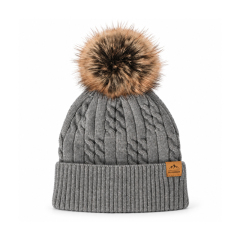 Braided Cable Pom Pom Beanie