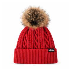Vertical Twist Cable Pom Beanie