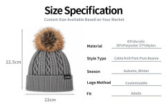 Vertical Twist Cable Pom Beanie