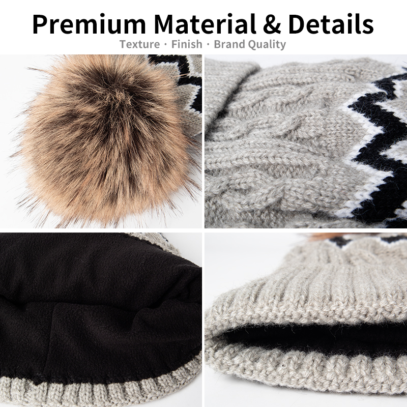 Zigzag Cable Knit Pom Beanie | Beanies.cn