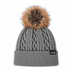 Vertical Twist Cable Pom Beanie