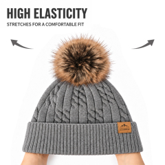 Braided Cable Pom Pom Beanie
