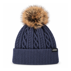 Vertical Twist Cable Pom Beanie