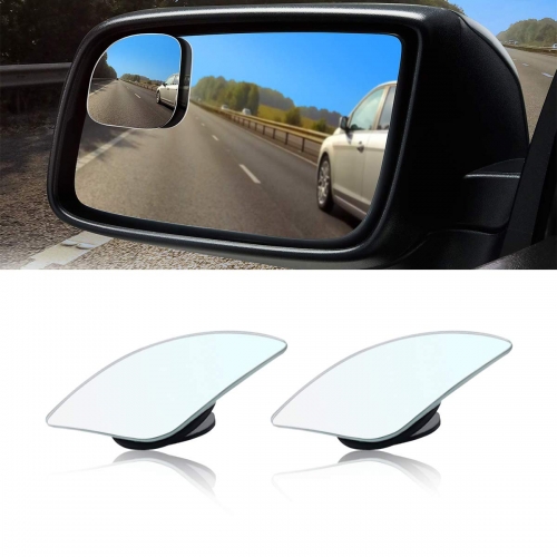 Car Blind Spot Mirror, Fan Shaped HD Glass Frameless Stick on Adjustabe Few Convex Wide Angle Rear View Mirror for Car Blind Spot, Pack of 2 (Fan Shap