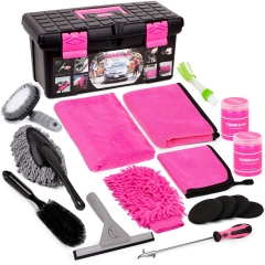 Car Wash Kit, Pink Car Cleaning Kit Interior and Exterior, Car Accessories for Women - Cleaning Gel, Microfiber Cleaning Cloth, Car Wash Mitt, Duster,