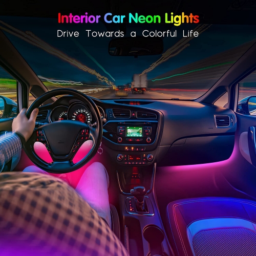 Interior Car Lights Keepsmile Car Accessories Car Led Lights APP Control with Remote Music Sync Color Change RGB Under Dash Car Lighting with Car Char