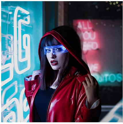 7 Color Decorative Cyberpunk Glasses Colorful Luminous Glasses LED Light Up Eyeglasses for Bar KTV Halloween Cyberpunk Party