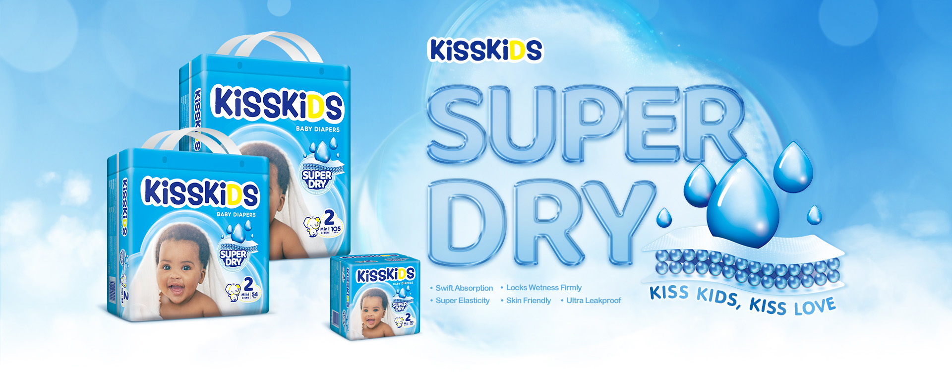 KISSKIDS dry range diaper for Africa