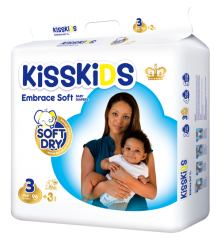 KISSKIDS SOFT DRY BABY DIAPERS JUMBO(M99)