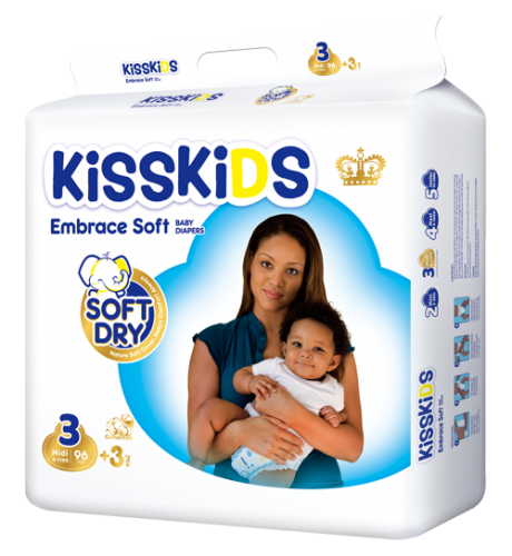 KISSKIDS SOFT DRY BABY DIAPERS JUMBO(M99)