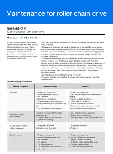 Maintenance for Roller Chain Drive