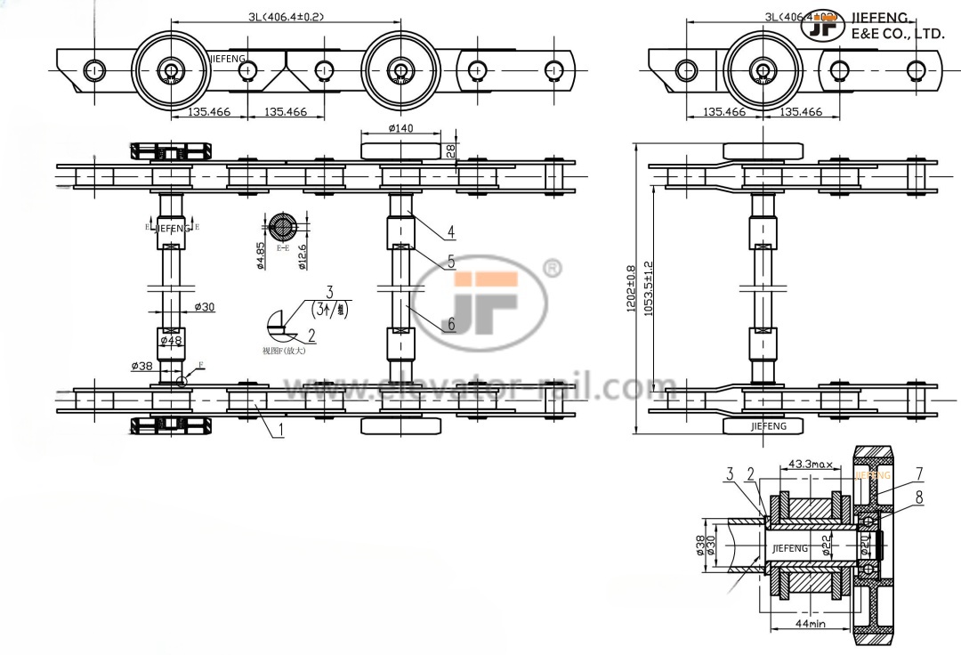 OTIS RAC STEP CHAIN DRAWING