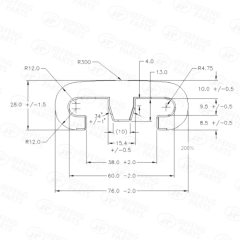 7539VWQX Rubber Handrail, 76*28mm V Type