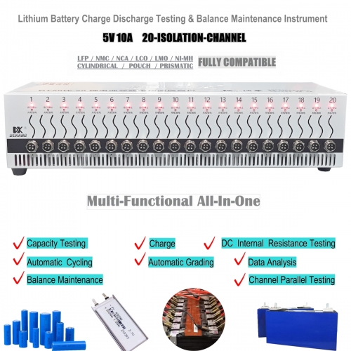 20-Channel 5V 10A Lithium Cell Charge Discharge Testing and Balance Maintenance Machine DT50W-20
