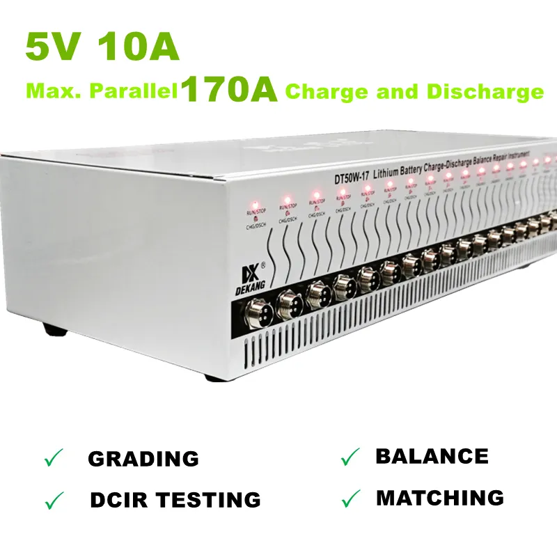 5V 10A lithium-ion cell capacity grading charge discharge tester with 17 isolated testing channels
