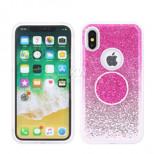 TPU+PC case with glitter powder leather+support