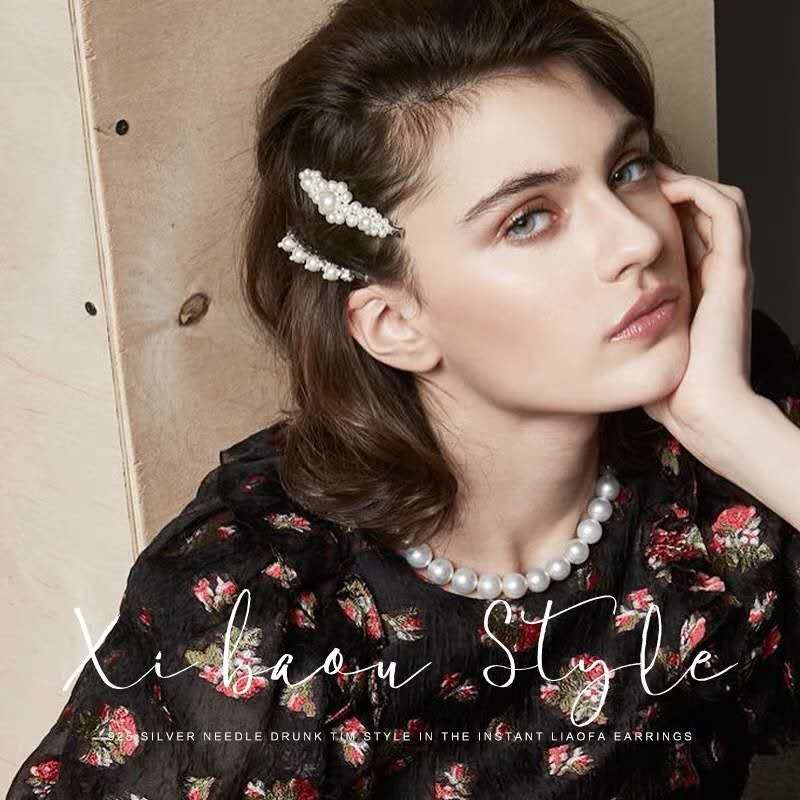 韓國ins珍珠發夾發卡少女邊夾女童可愛bb夾邊夾頂夾發飾頭飾品
