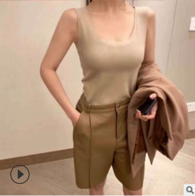 METWO德絨U家輕暖小背心修身薄款單層保暖海鷗領發熱背心內衣裹胸